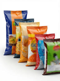 Fanned colourful BOPP snack and food retail bags