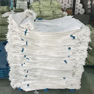 Bundled stack of empty PP woven bags