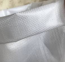 Macro close-up of woven polypropylene fabric